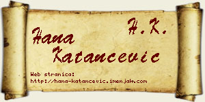 Hana Katančević vizit kartica